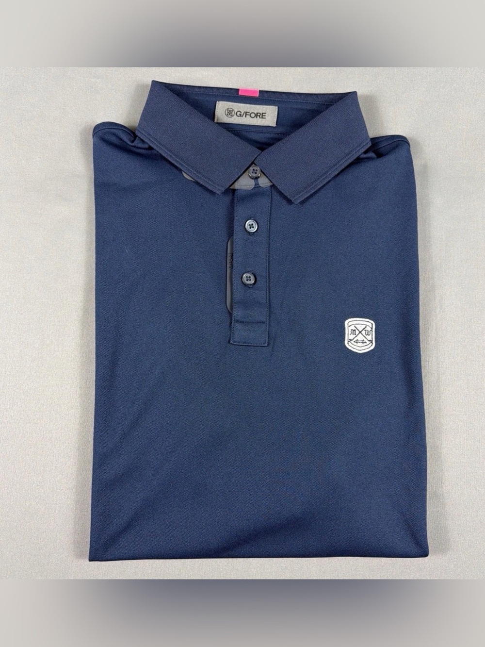 G/FORE G4 Golf Shirt Polo Chest Logo Large Twilight Polyester Spandex MSRP $120